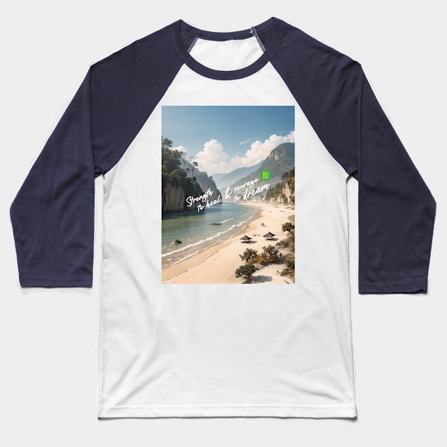 Tranquil Landscape: Healing Tropical Vacation & Dreaming Baseball T-Shirt by Dudu